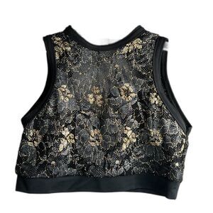 Details Dancewear Black & Gold Lace Performance Crop Top Child L / Adult XS